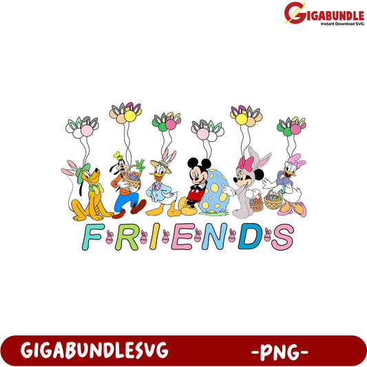 Disney Friends PNG - Colorful Character Celebration Design
