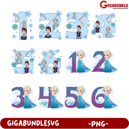 Disney Frozen Number PNG Bundle - Fun Printable for Kids