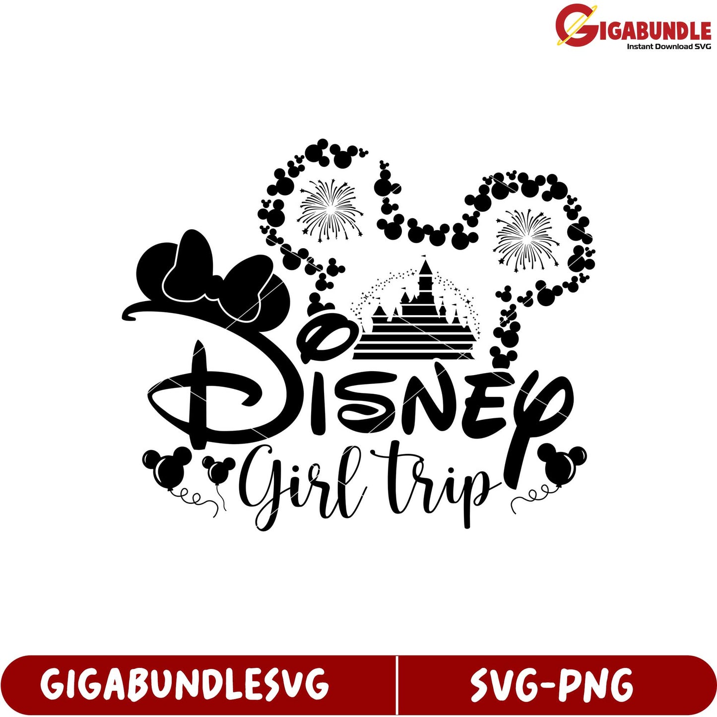 Disney Girl Trip SVG Design with Castle and Mickey Mouse Elements