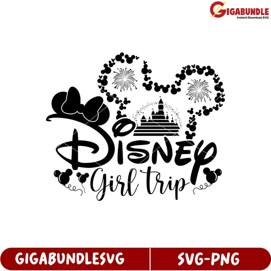 Disney Girl Trip SVG Design with Castle and Mickey Mouse Elements