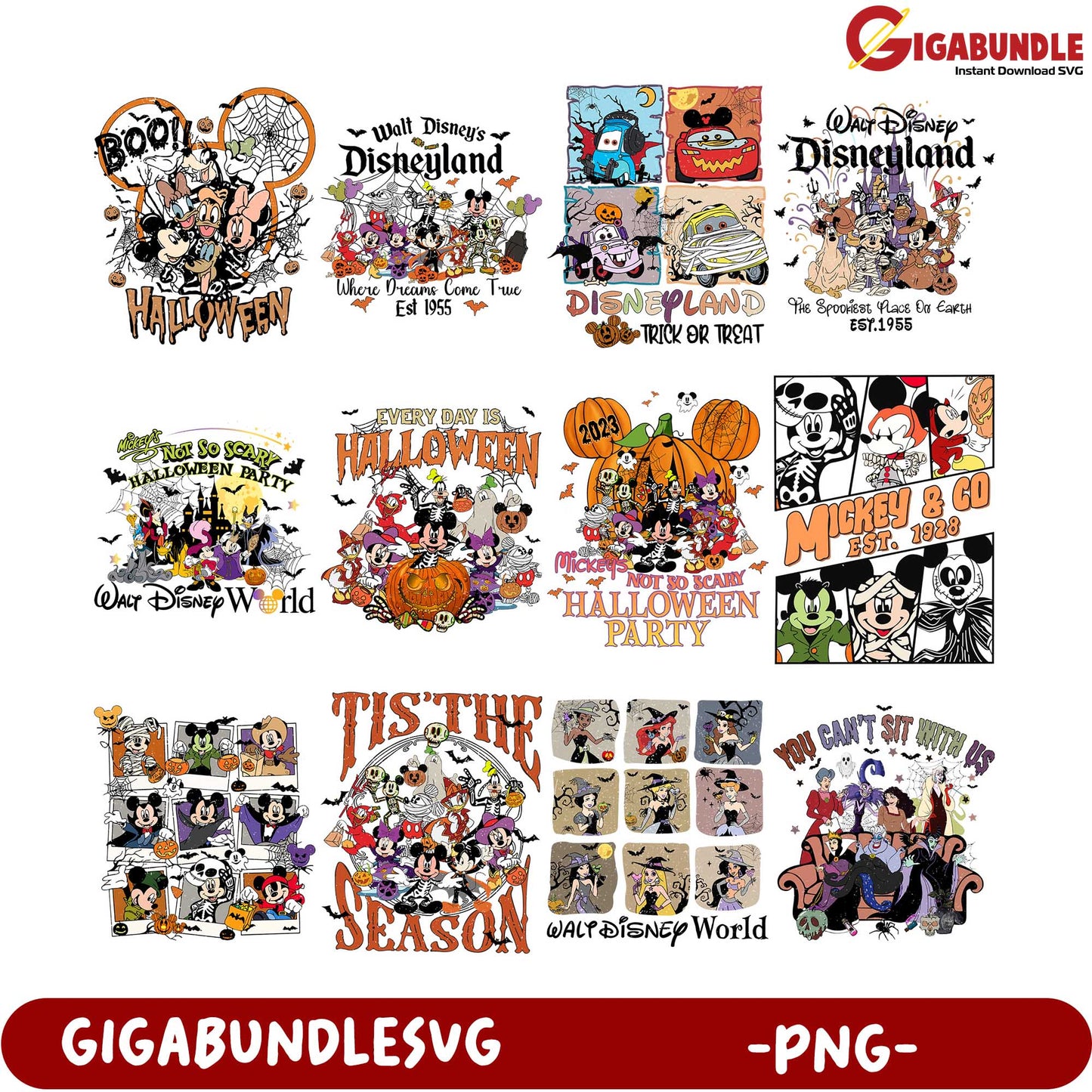 Disney Halloween Party Bundle - PNG Files for Creative Projects