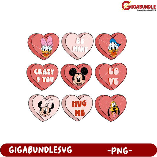 Disney Heart Character Stickers PNG for Valentine’s Day