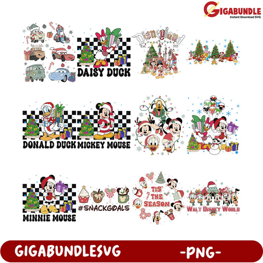 Disney Holiday PNG Bundle Mickey, Minnie, and Friends Designs
