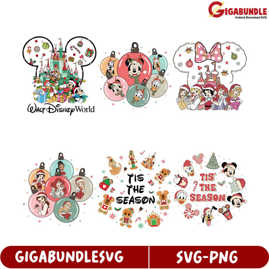 Disney Holiday SVG Bundle Mickey, Princesses & Festive Designs