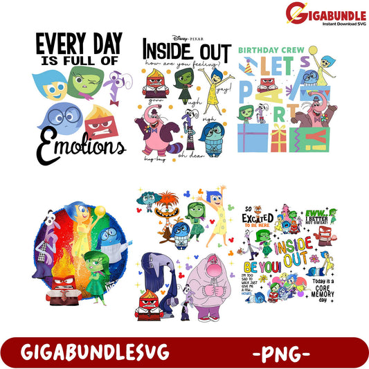 Disney Inside Out Emotions PNG Bundle for Creative Projects