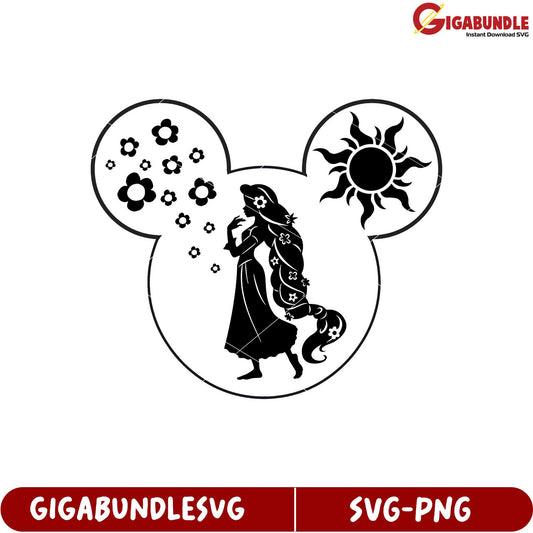 Disney Inspired SVG Design with Princess and Floral Elements