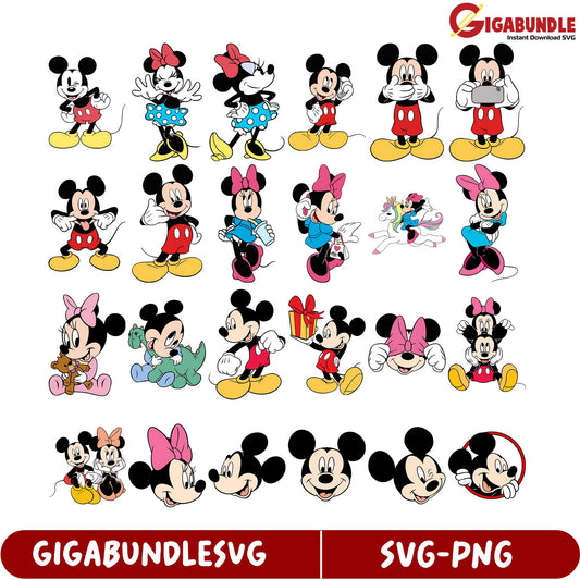 Disney Mickey and Minnie SVG Bundle - Instant Download Graphics