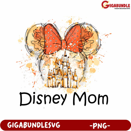 Disney Mom PNG Graphic with Castle and Bow Design for Creatives