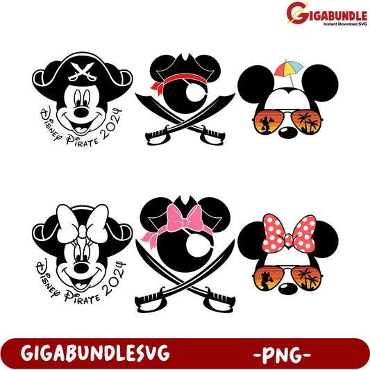 Disney Pirate 2024 PNG Bundle Mickey & Minnie SVG Designs