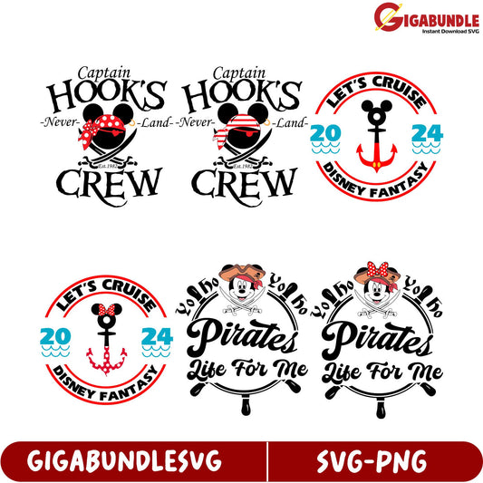 Disney Pirate SVG Bundle – Captain Hook & Mickey Mouse Designs