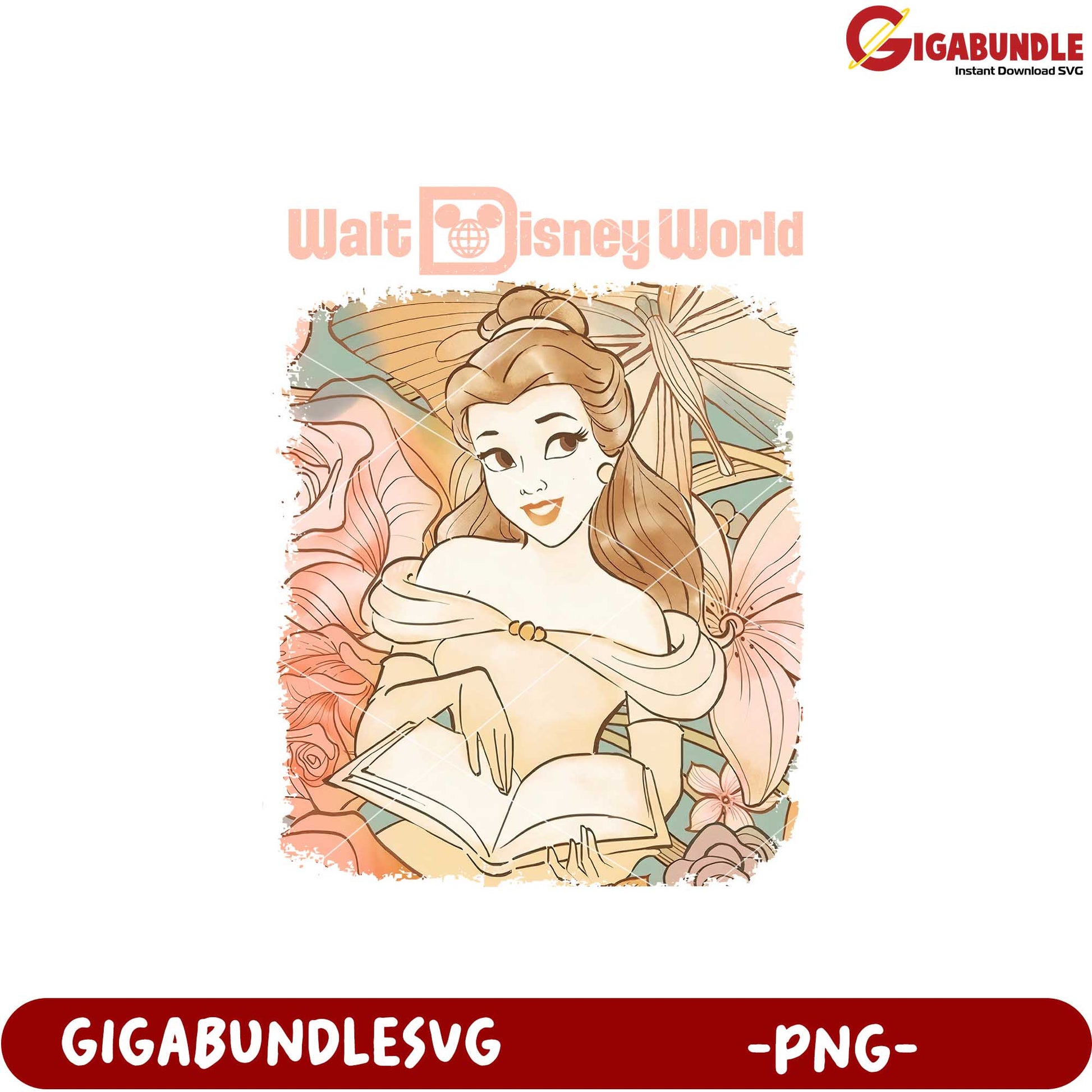 Disney Princess Belle Artwork PNG for Collectors Gift