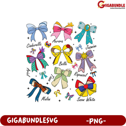 Disney Princess Bow Illustrations in PNG Format