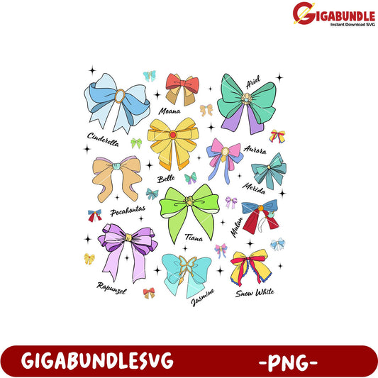 Disney Princess Bows Clipart for Craft Projects PNG