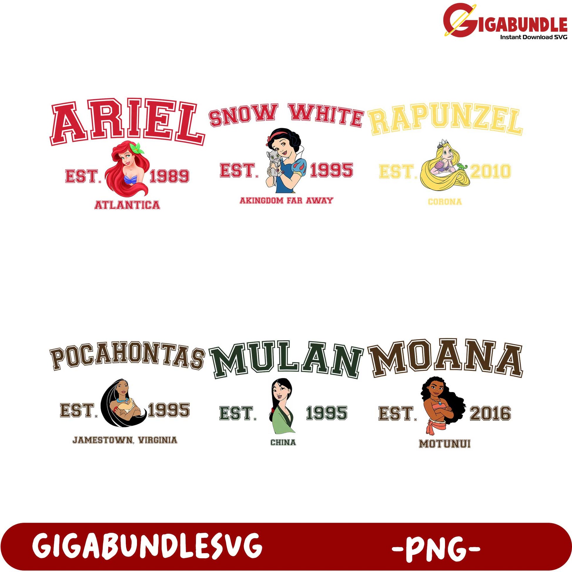 Disney Princess Bundle - PNG Designs for Crafts and Projects