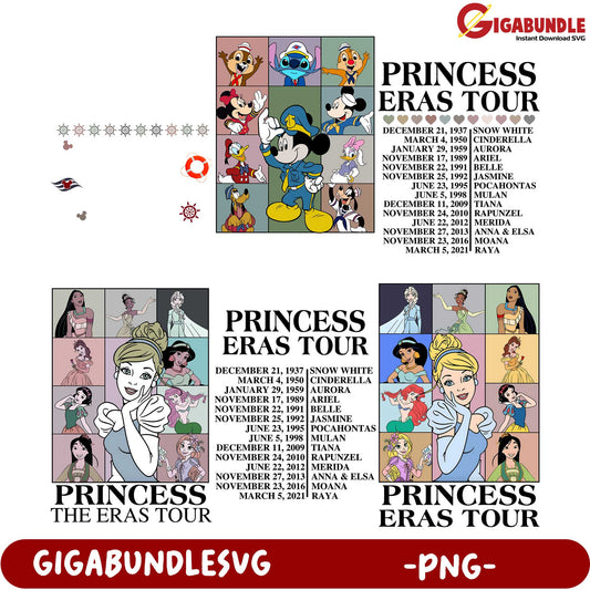 Disney Princess Eras Tour Bundle - PNG Format for Instant Download