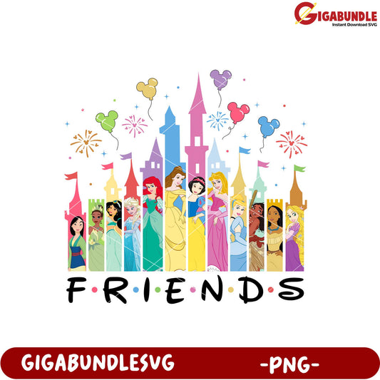 Disney Princess Friends Castle PNG Design Downloadable