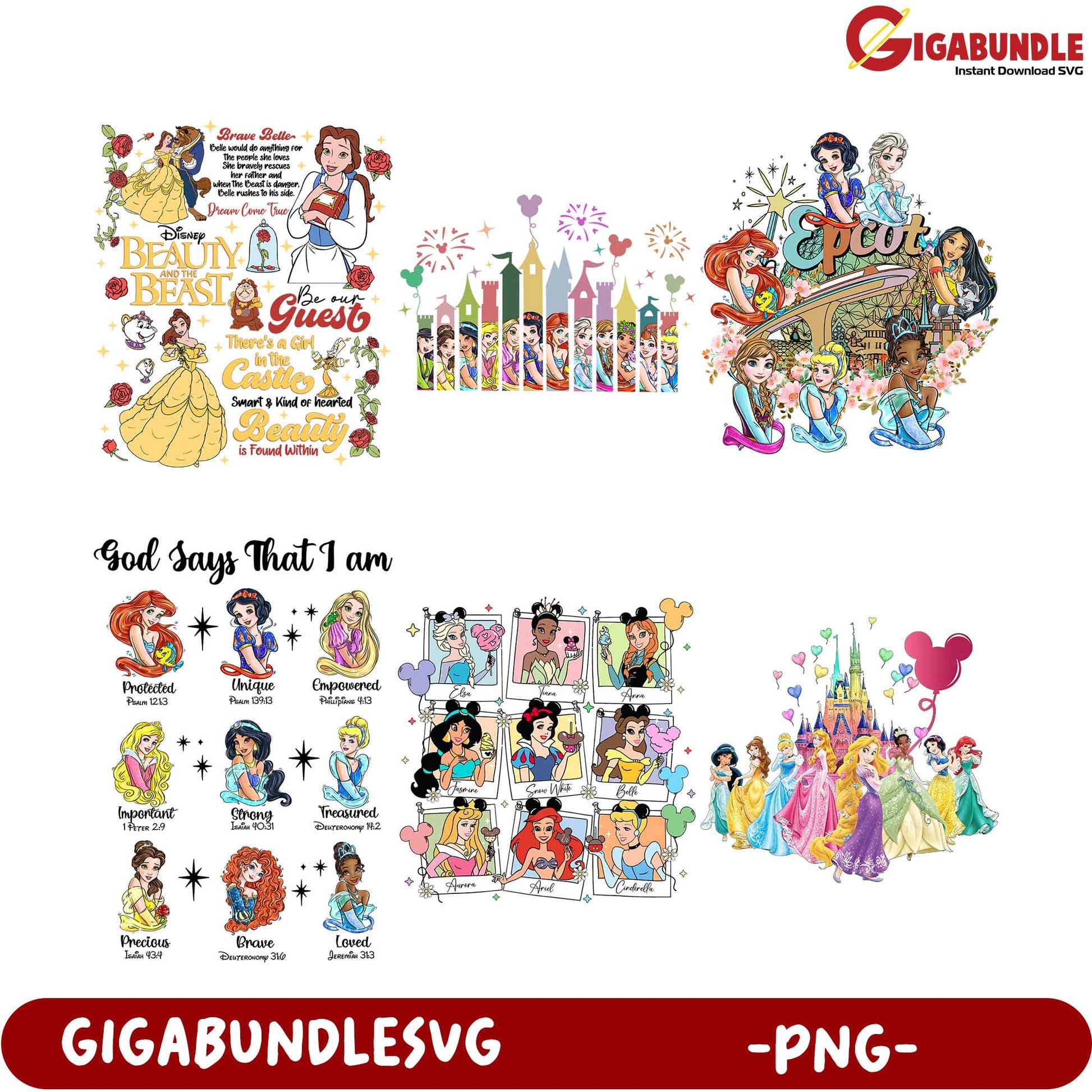 Disney Princess PNG Bundle Beauty, Empowerment & Magic SVG