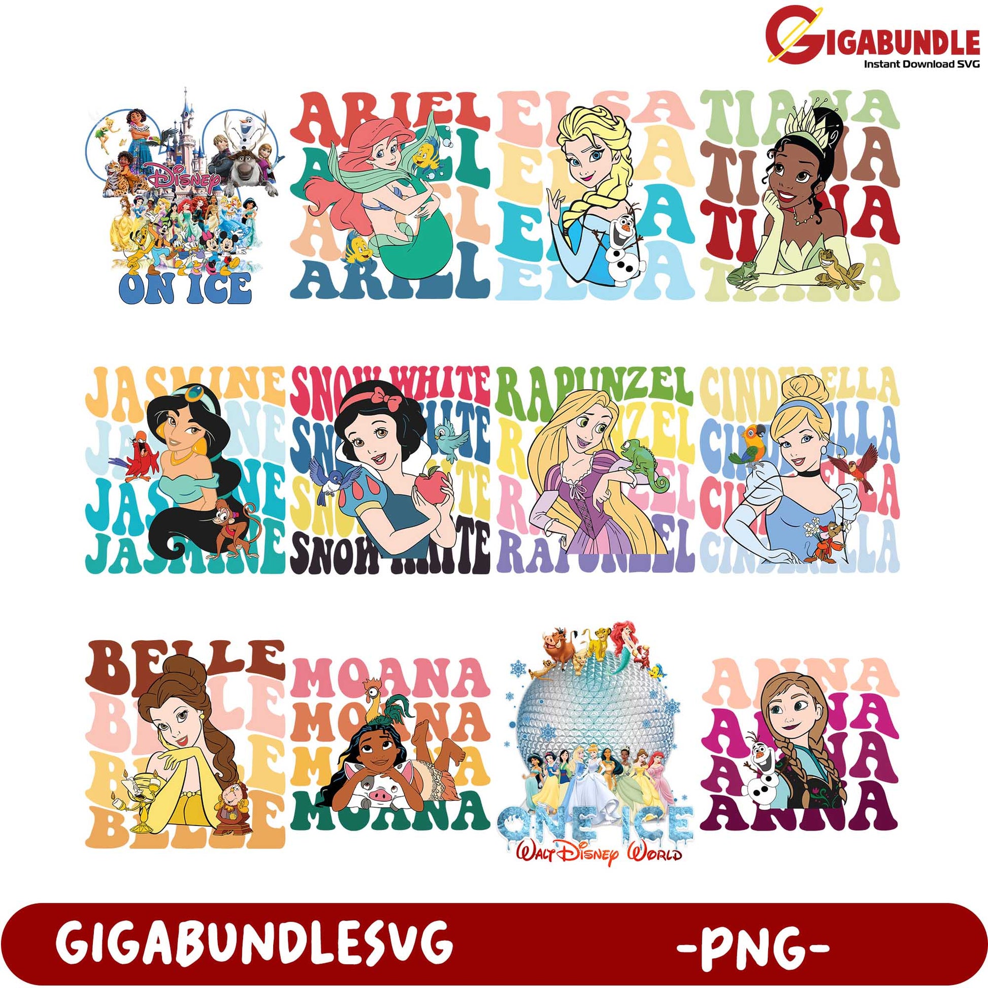 Disney Princess PNG Bundle for Ice Shows - Instant Download