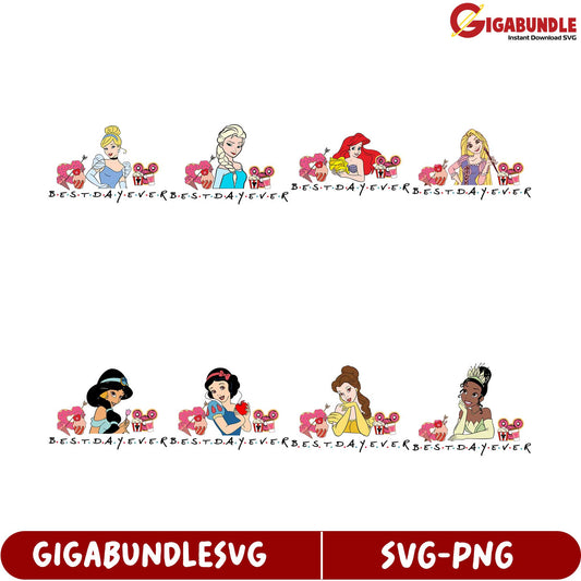 Disney Princess SVG Bundle Best Day Ever Design for Crafts