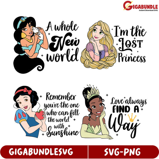 Disney Princess SVG Bundle Inspirational Quotes & Designs