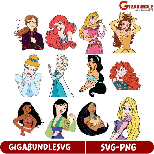 Disney Princess SVG Bundle  Instant Download for Crafts