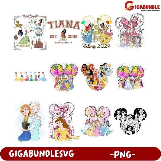 Disney Princess Tiana PNG Bundle  2024 Graphics Set
