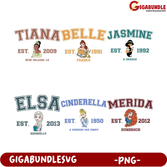 Disney Princesses Bundle - PNG Graphic Designs for Crafts