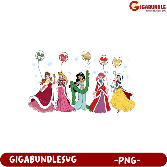 Disney Princesses Holiday Celebration PNG Format Art