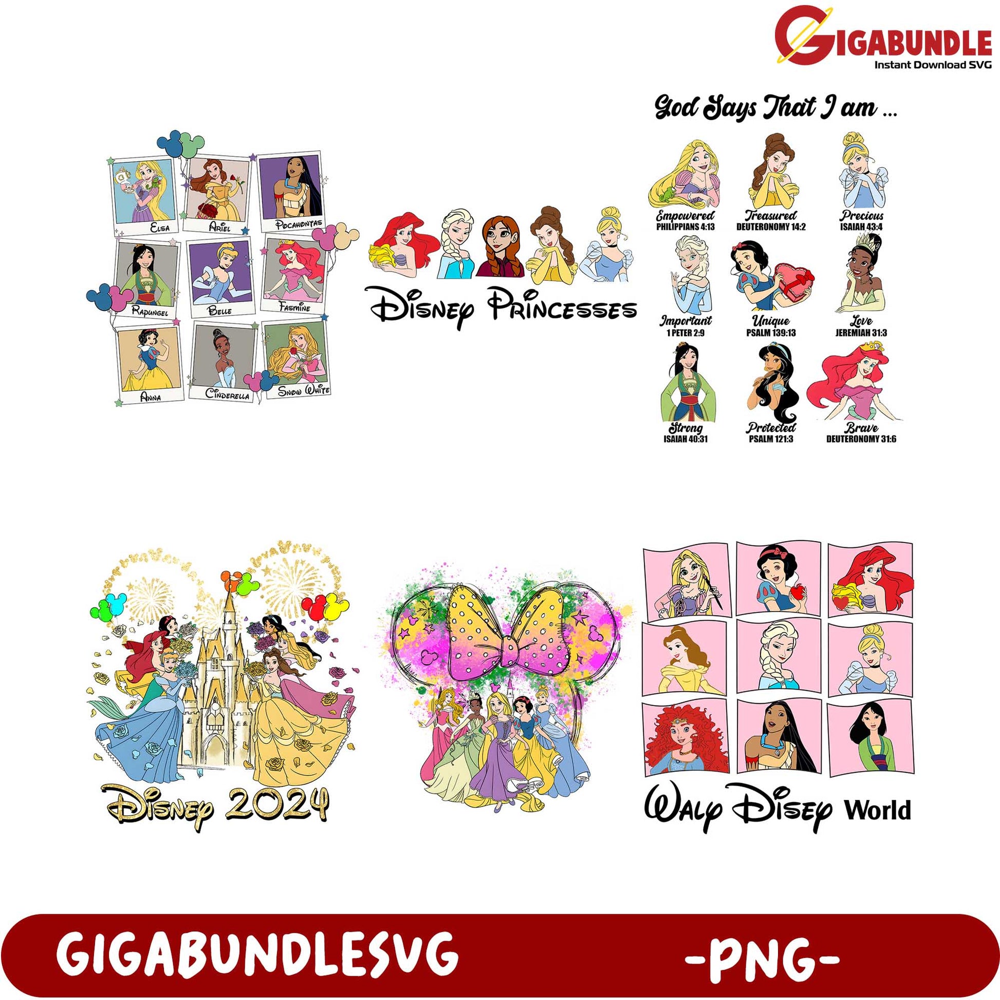 Disney Princesses PNG Bundle - Cute Designs for Creative Projects