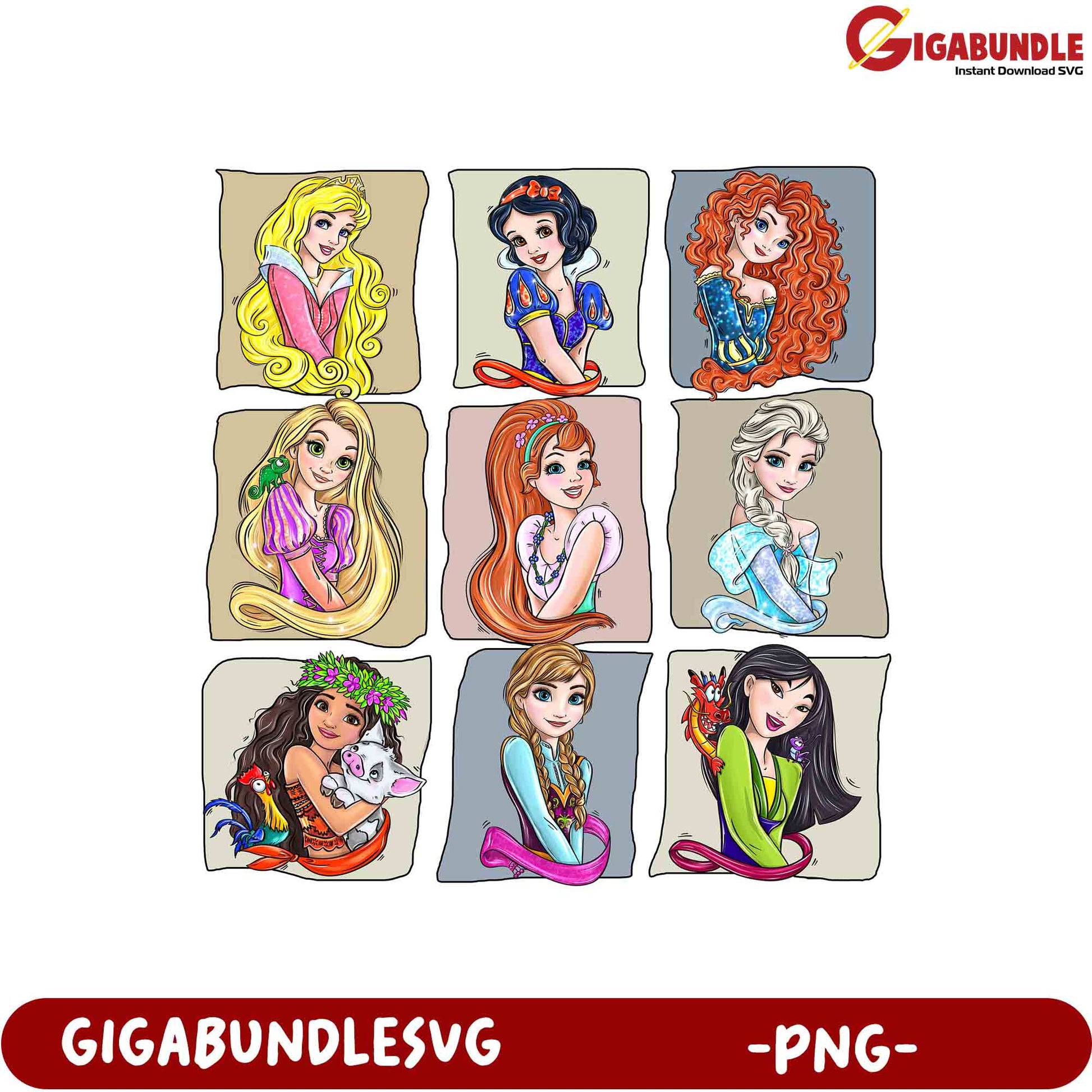 Disney Princesses PNG Bundle