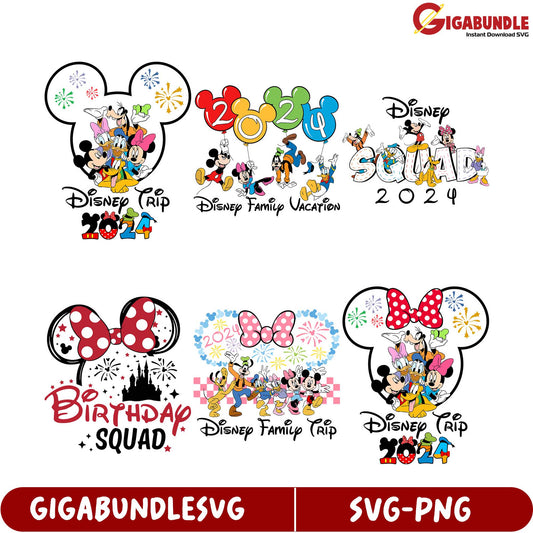 Disney SVG Bundle 2024 Family Vacation & Birthday Designs