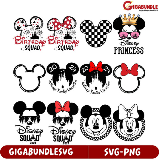 Disney SVG Bundle Birthday Squad & Princess Designs for 2024