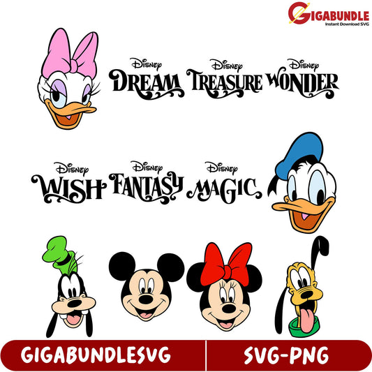 Disney SVG Bundle Dream, Magic, and Classic Characters Set
