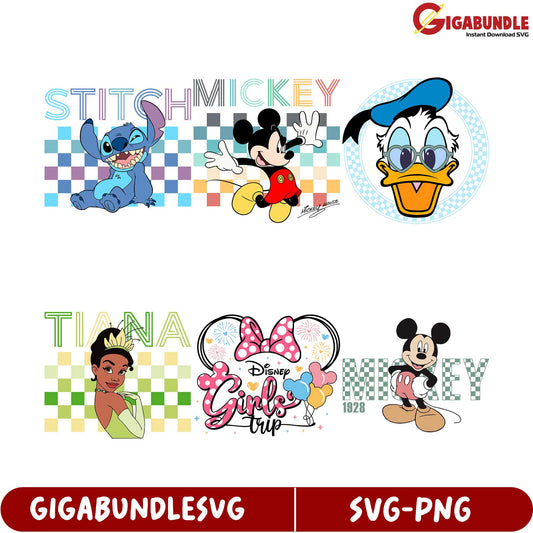Disney SVG Bundle Mickey, Stitch, Tiana & Girls Trip Designs
