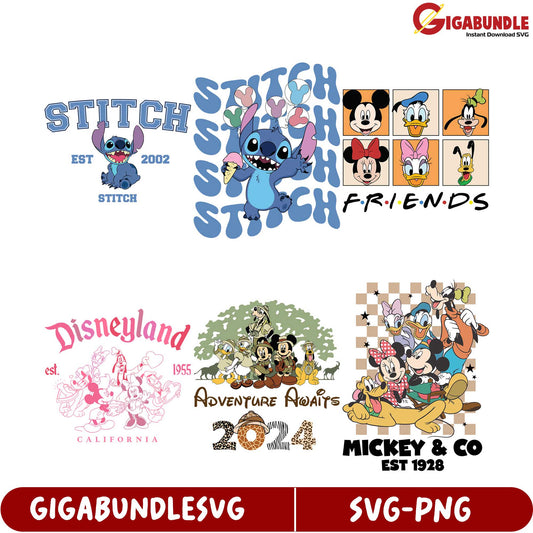 Disney SVG Bundle Stitch, Mickey & Friends - Instant Download