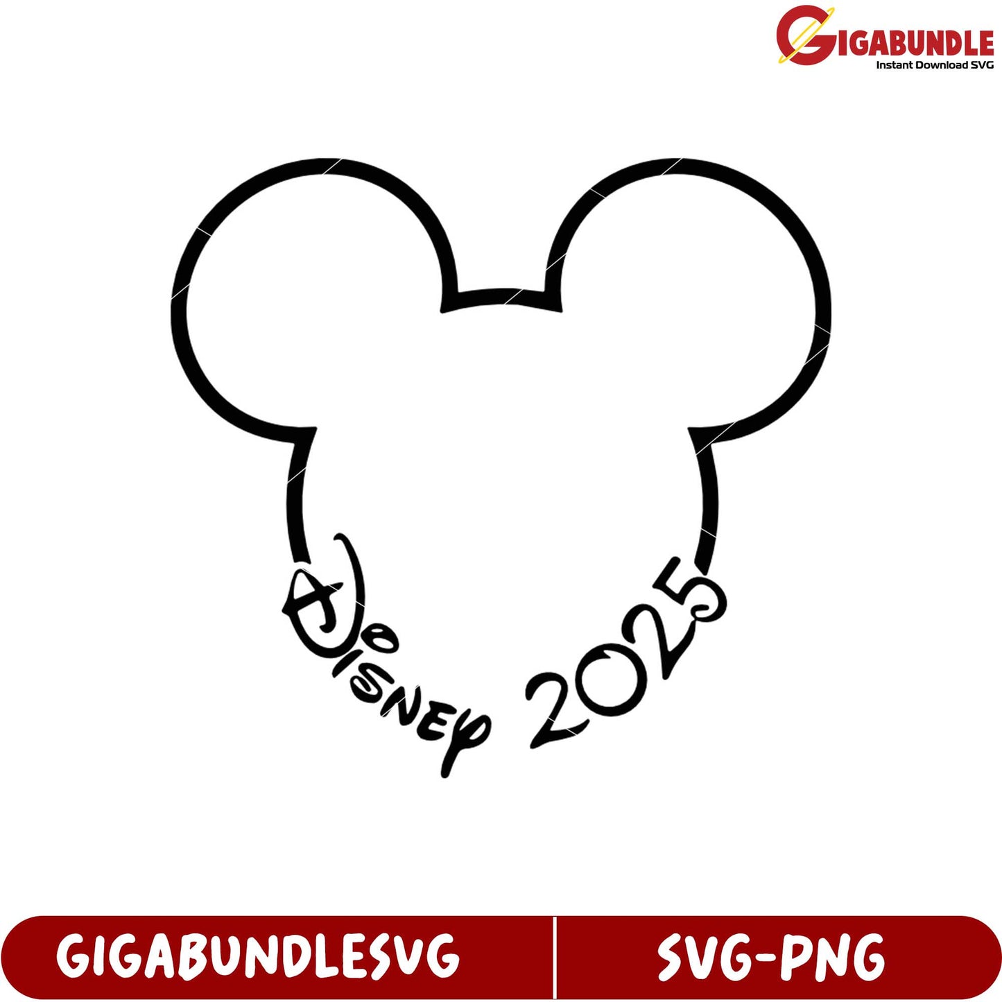 Disney SVG Design 2025 Mickey Mouse Head Outline for Creative Projects