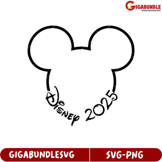 Disney SVG Design 2025 Mickey Mouse Head Outline for Creative Projects