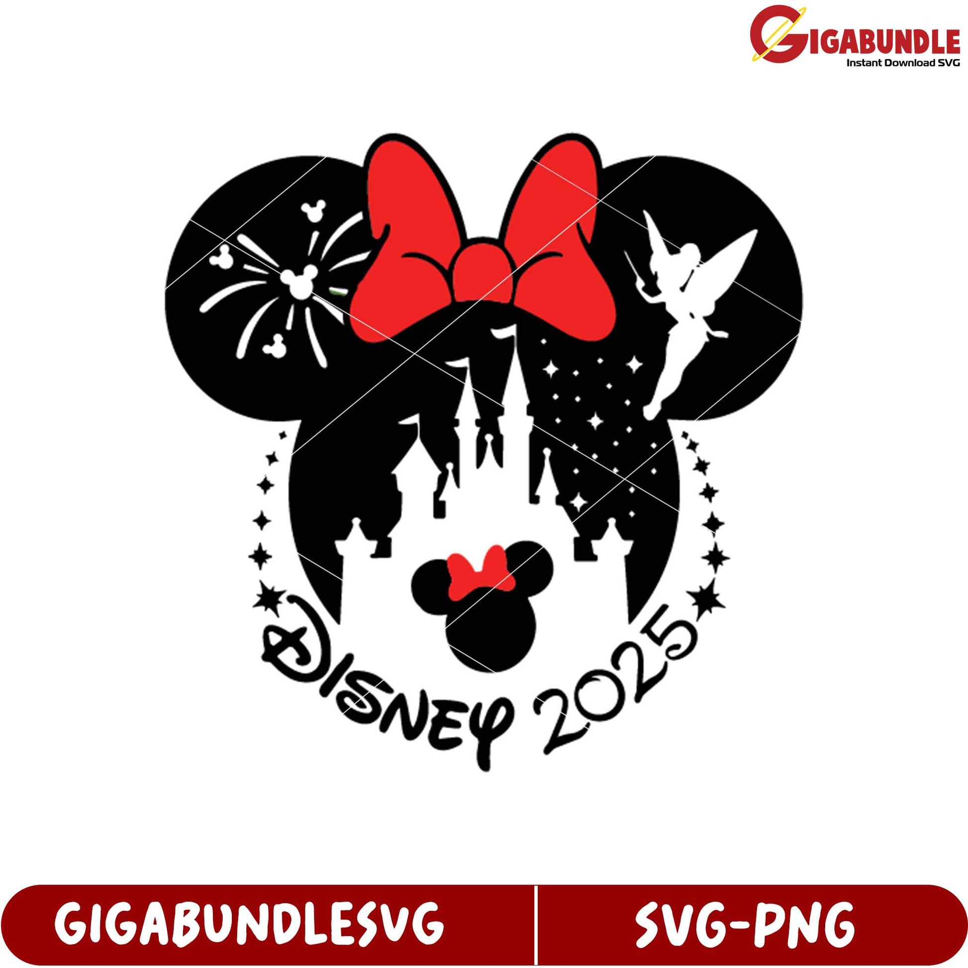 Disney SVG Mickey Mouse Design with Castle and Fairy for 2025 Celebration