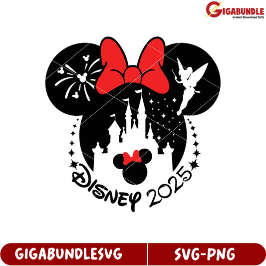 Disney SVG Mickey Mouse Design with Castle and Fairy for 2025 Celebration