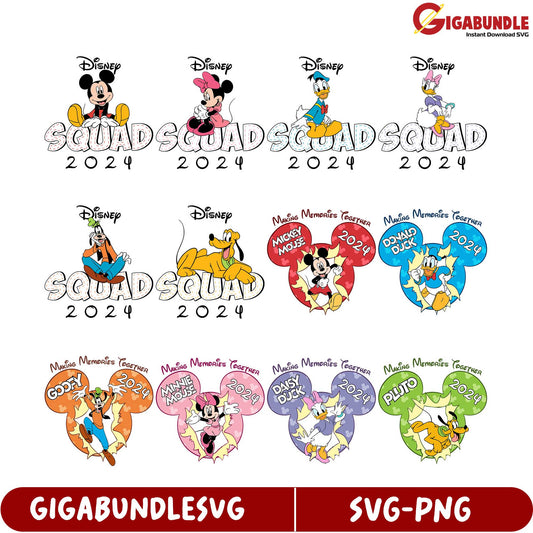 Disney Squad 2024 SVG Bundle - Instant Download for Crafts