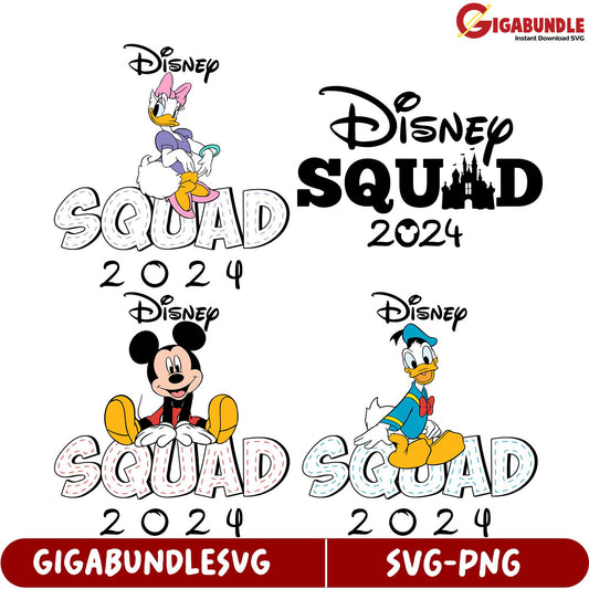 Disney Squad 2024 SVG Bundle  Mickey, Minnie, Donald & Daisy