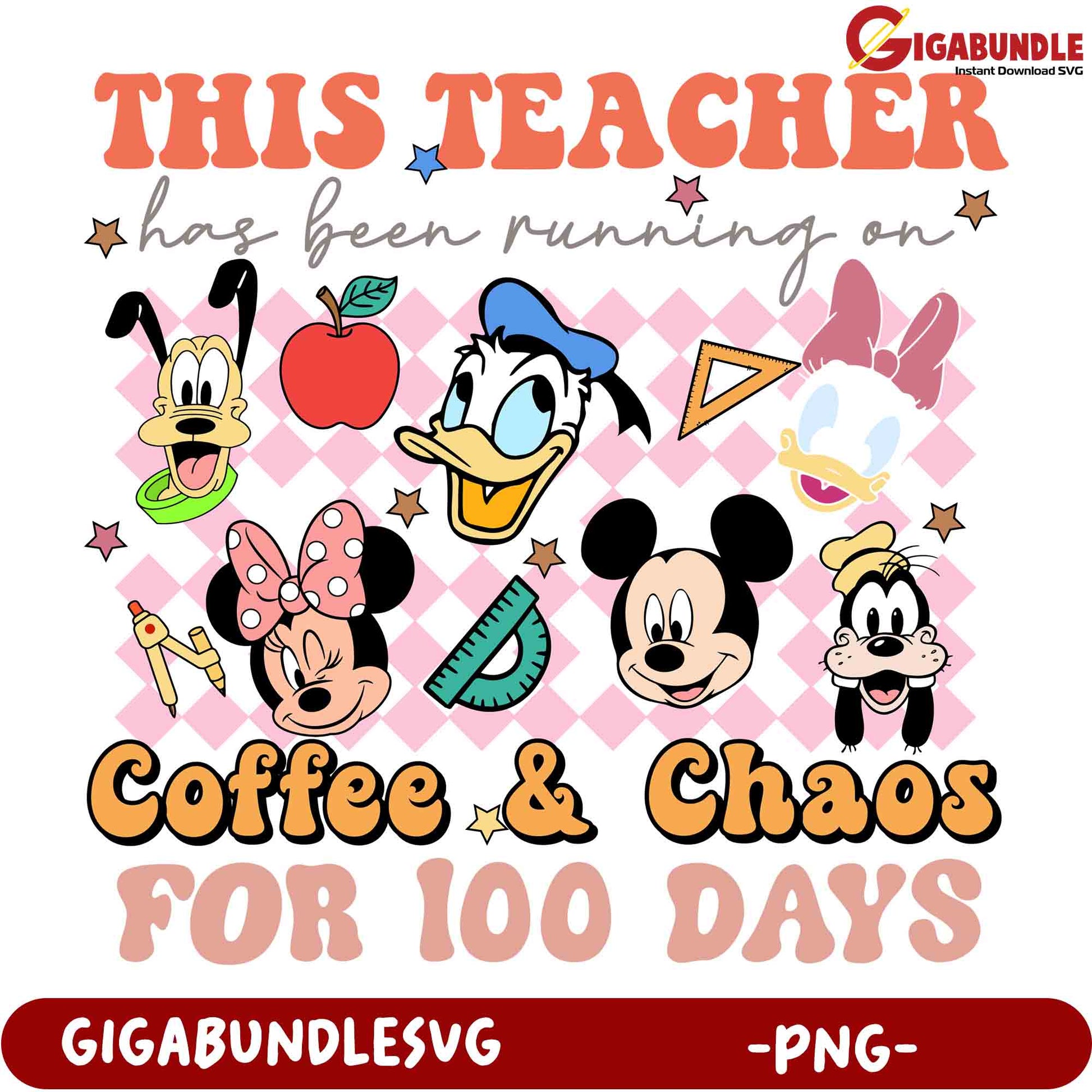 Disney Teacher 100 Days PNG Sublimation