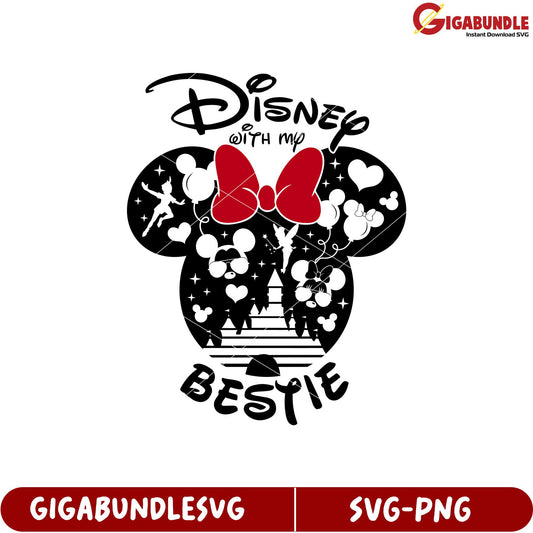Disney Themed Friendship Design with Mickey Mouse and Castle SVG