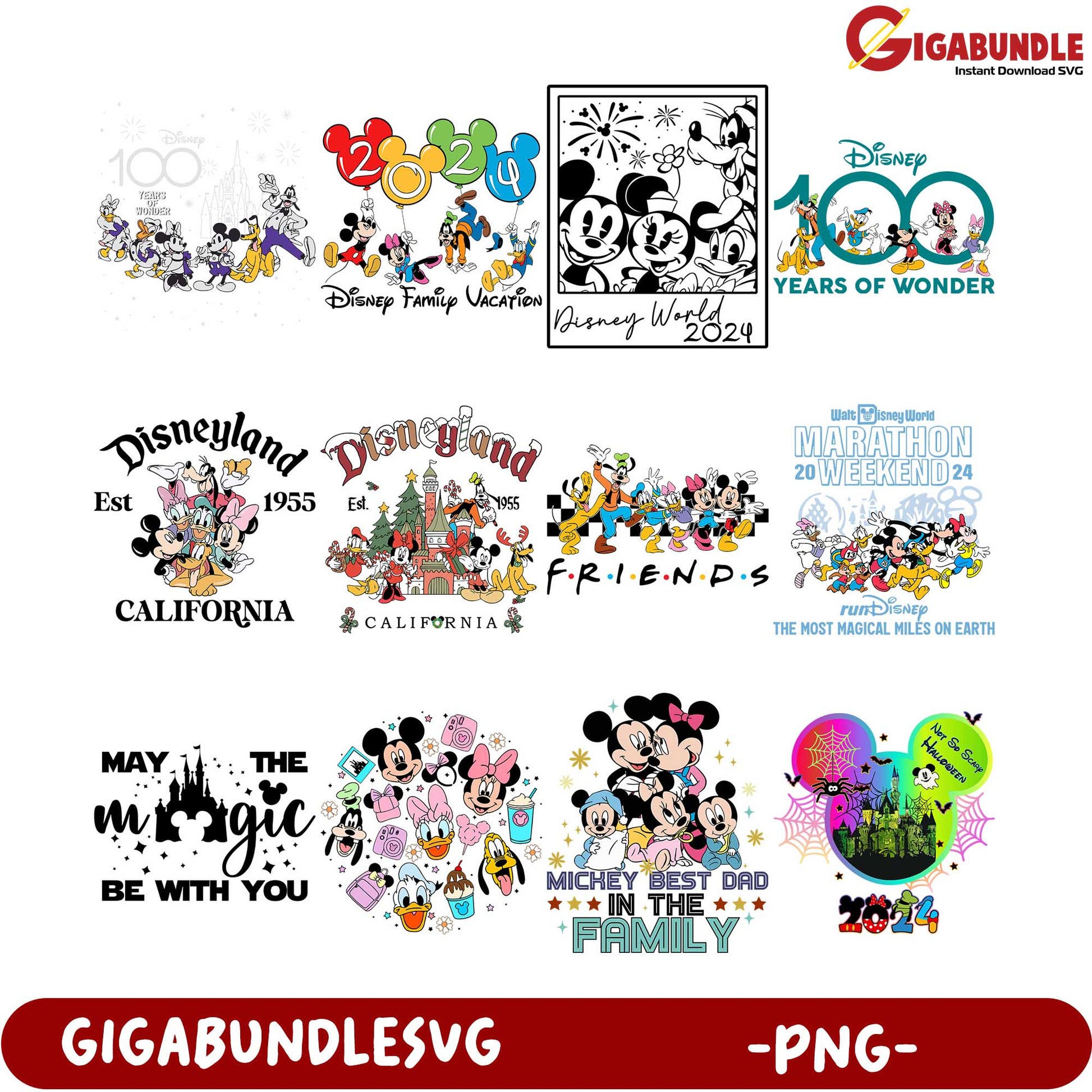 Disney Themed PNG Bundle Fun Designs for Family & Friends