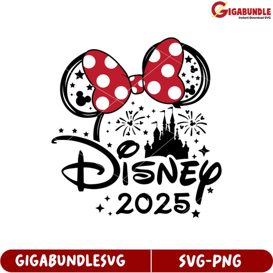 Disney Themed SVG Design with Castle and Bow for 2025 Celebrations