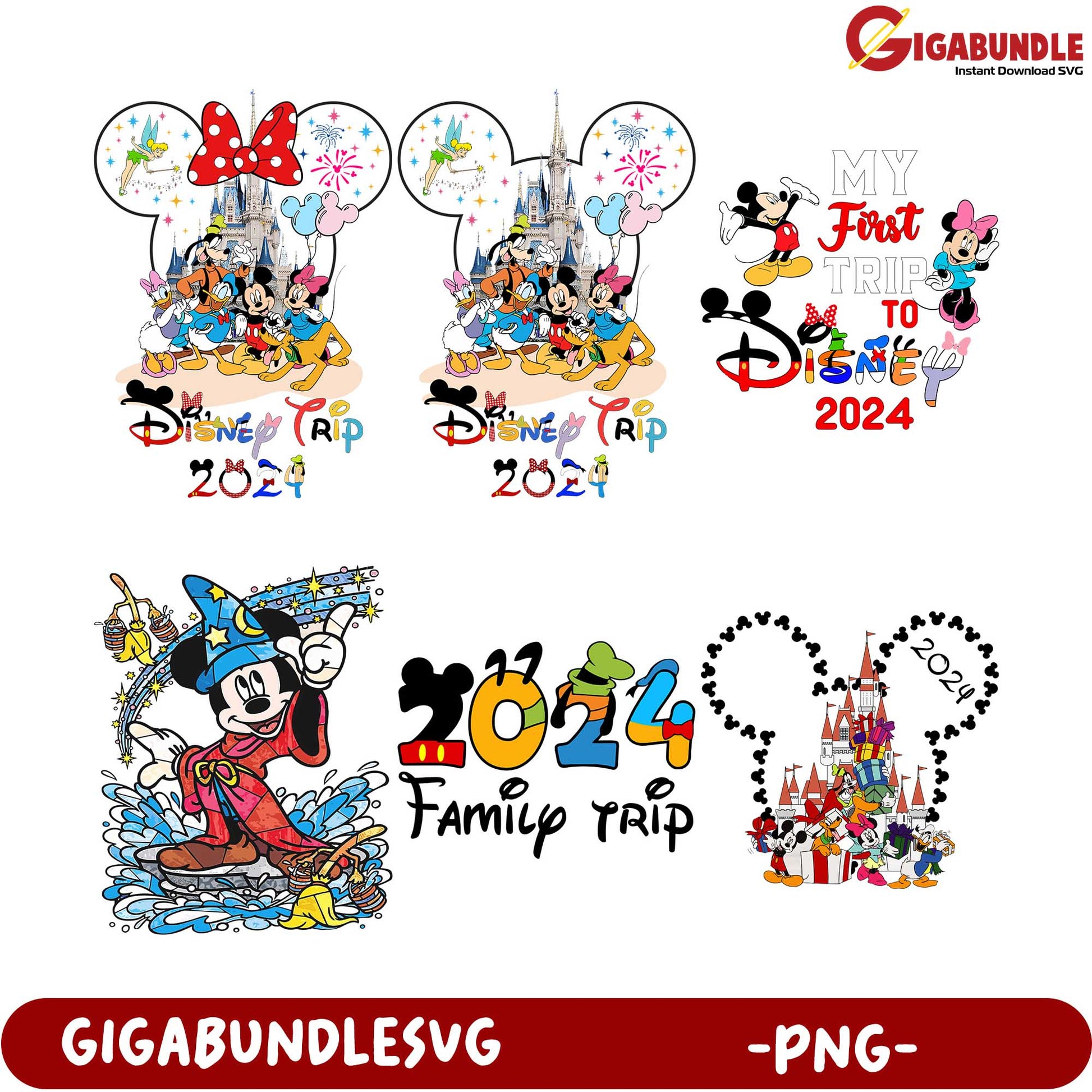 Disney Trip 2024 PNG Bundle Family Memories & Fun Designs