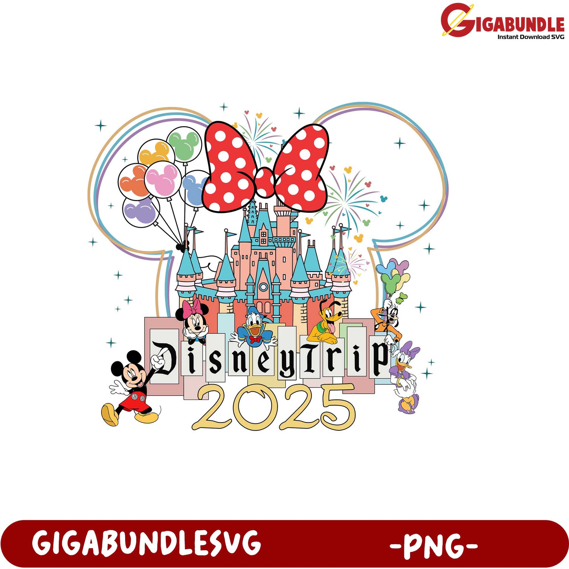 Disney Trip 2025 Celebrating Magic with Mickey and Friends PNG Art