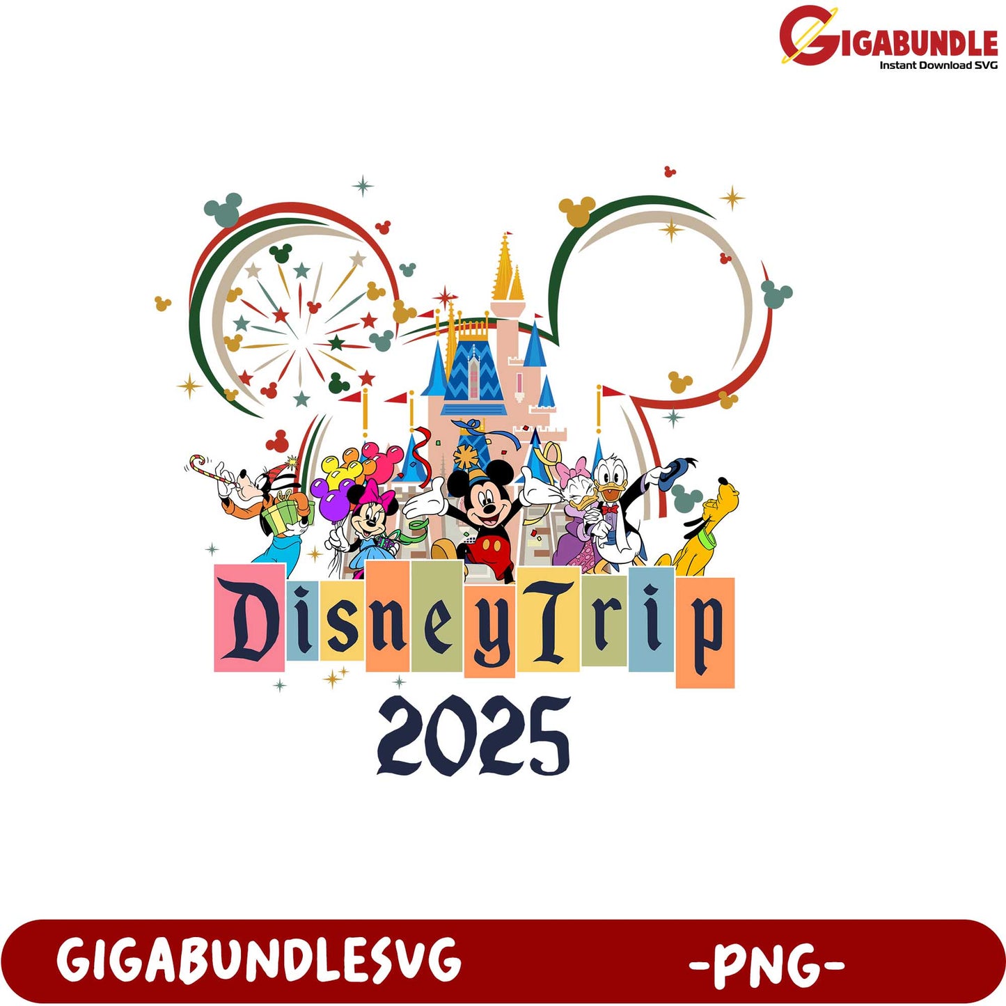 Disney Trip 2025 Fun Celebration with Mickey and Friends PNG Design