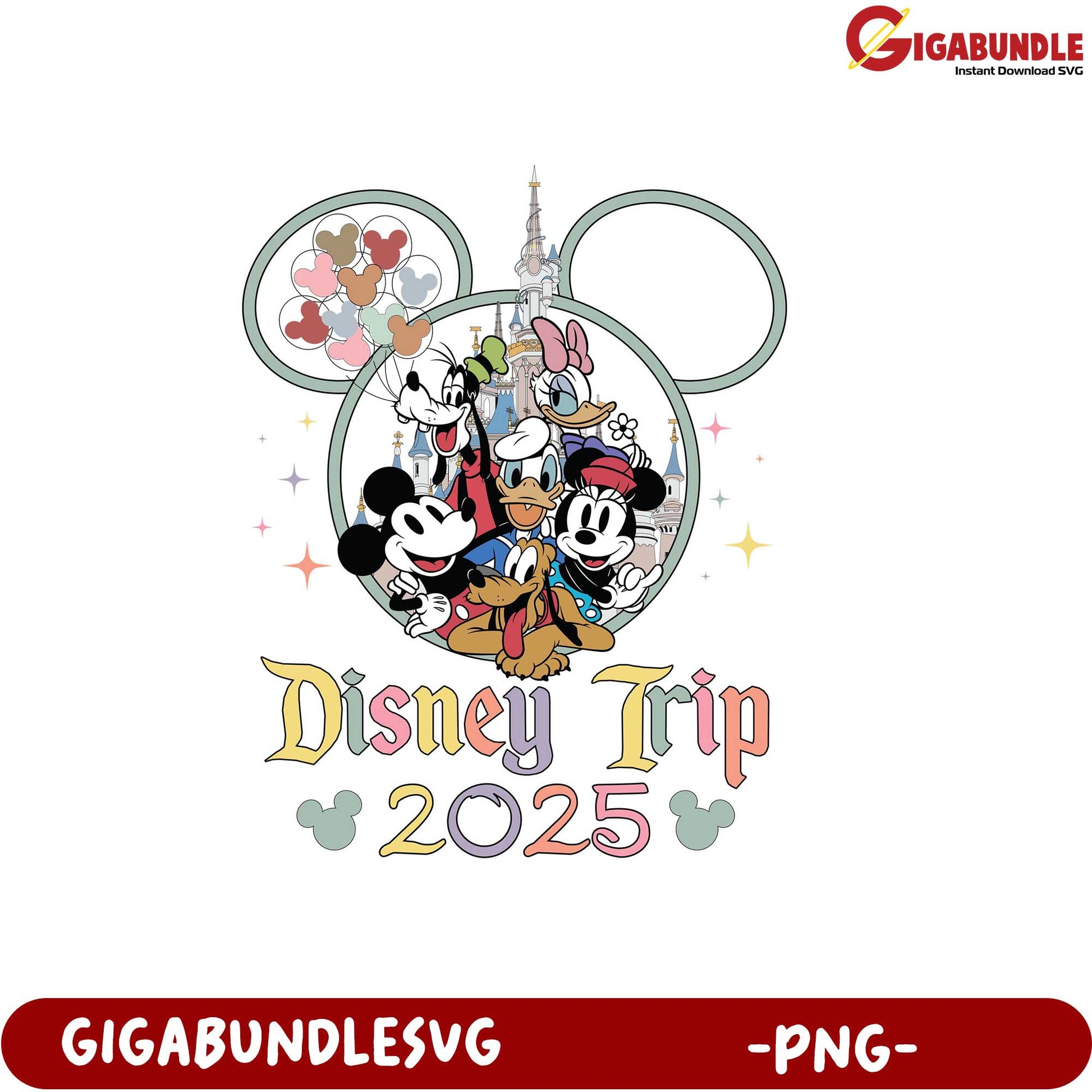 Disney Trip 2025 Mickey Mouse Character PNG for Family Adventures