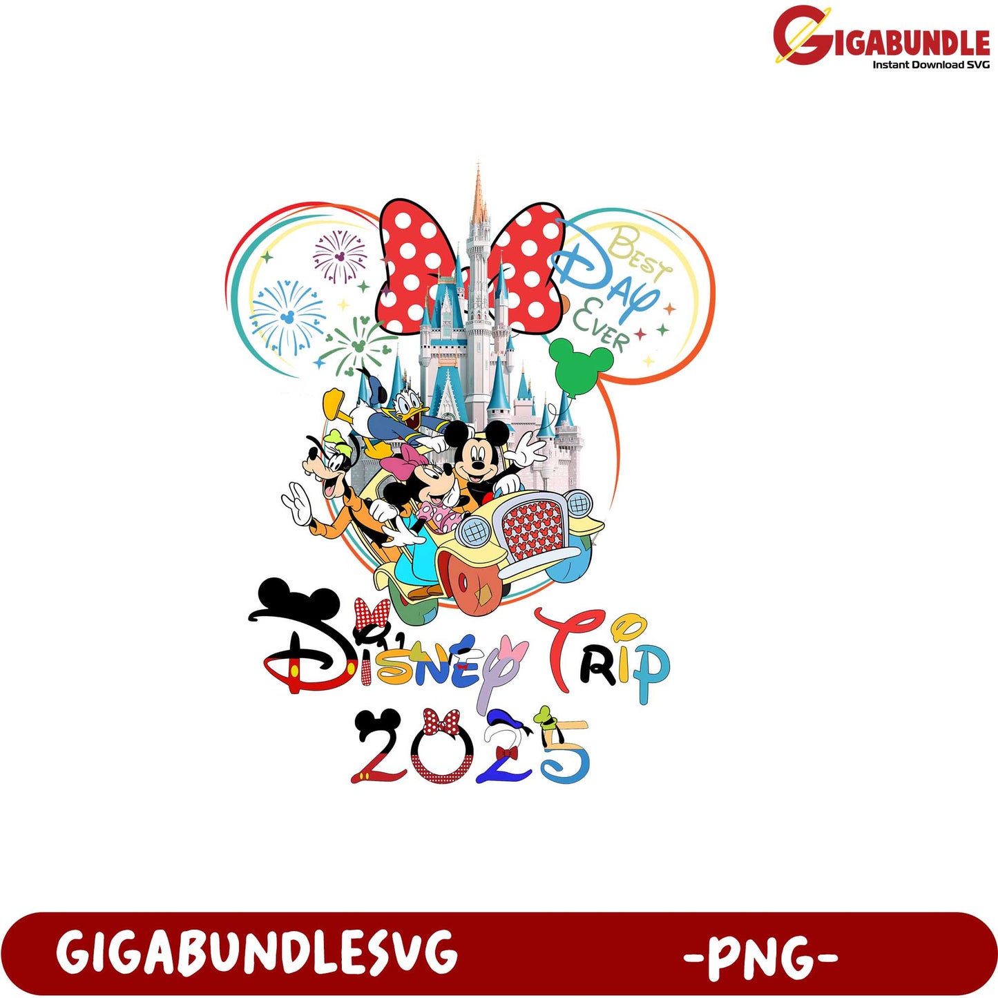 Disney Trip 2025 PNG Design Featuring Mickey Mouse and Friends